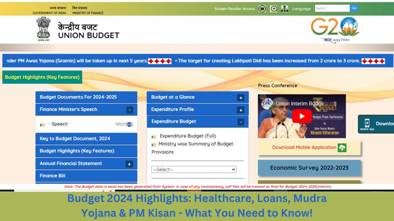 Budget 2024 Highlights: Healthcare, Loans, Mudra Yojana & PM Kisan - What You Need to Know!